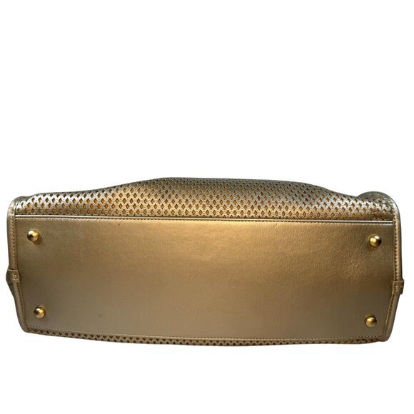 Chanel Gold Perforated Bag Up In The Air Tote Metallic Shoulder CC Vintage Rare - Picture 6 of 16